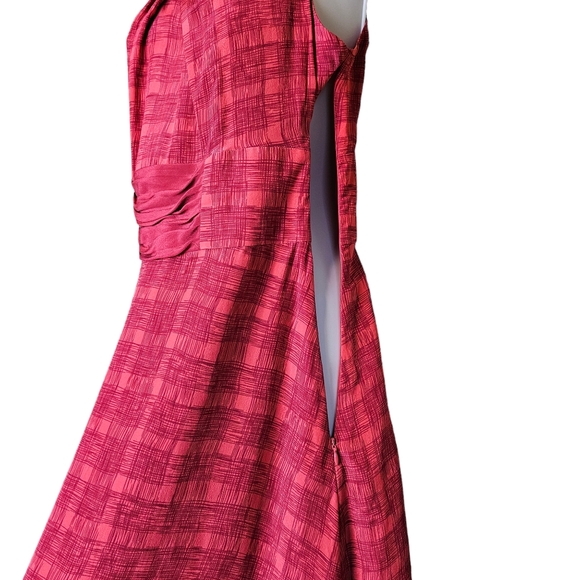 ANTHRO Girls From Savoy Red Goji Plaid Silk Sleeveless Dress Size 4 - Picture 12 of 15